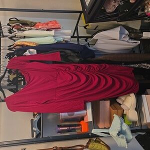 Curvy Sense Burgundy one shoulder